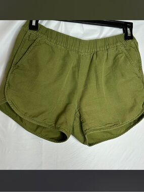 Madewell Pull On Shorts Olive Green High Rise 3" Pockets Casual Travel  Size XXS